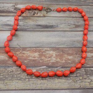 Vintage Jules Reid Chunky Necklace Toggle Heavy Orange Glass Beads
